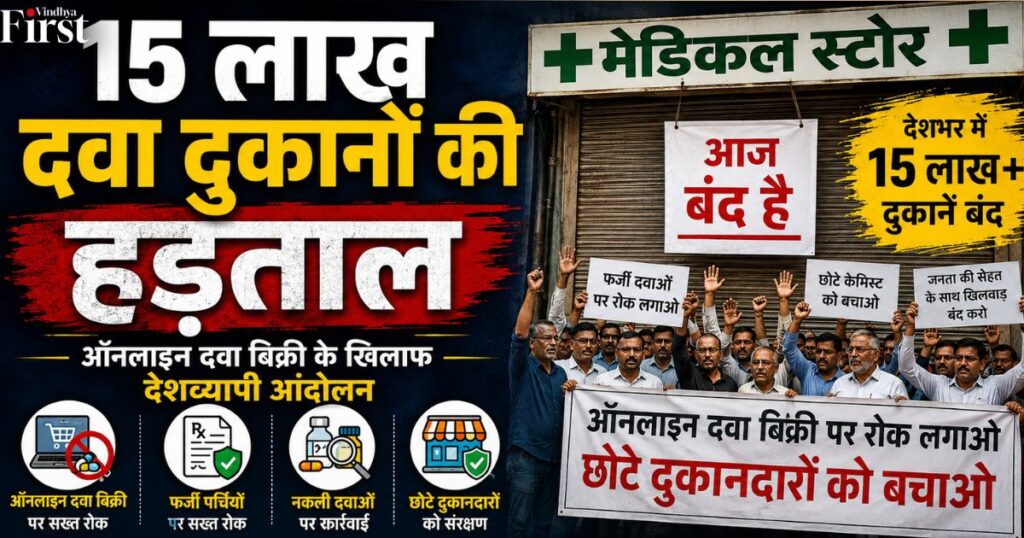 शभर में दवा दुकानों की बड़ी हड़ताल! ऑनलाइन दवा बिक्री के विरोध में 15 लाख मेडिकल स्टोर बंद