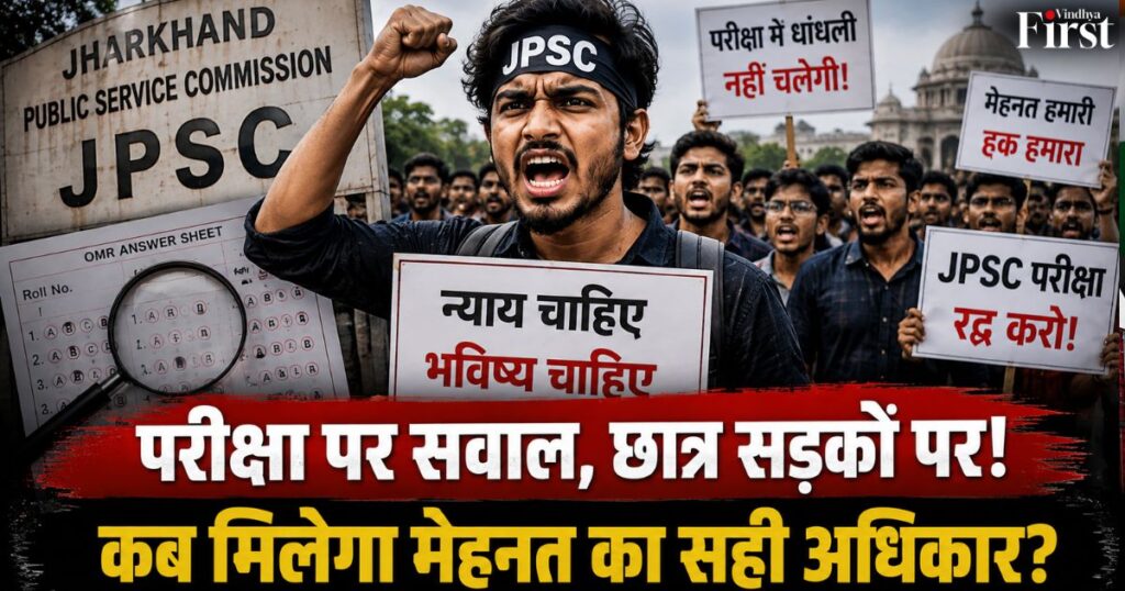 JPSC विवाद में छात्रों का आक्रोश बढ़ता जा रहा है। परीक्षा प्रक्रिया पर सवाल, जांच और आंदोलन के बीच सबसे बड़ा सवाल—क्या छात्रों की मेहनत और भविष्य के साथ न्याय होगा?